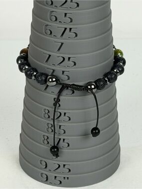 Black Lava Bead Bracelet with Accent Stones adjustable